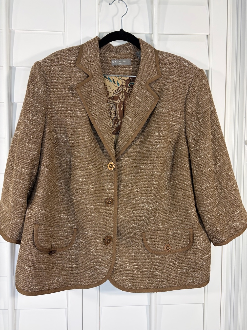 Kate Hill Brown Textured Tweed Blazer (20W) - Picture 2 of 8
